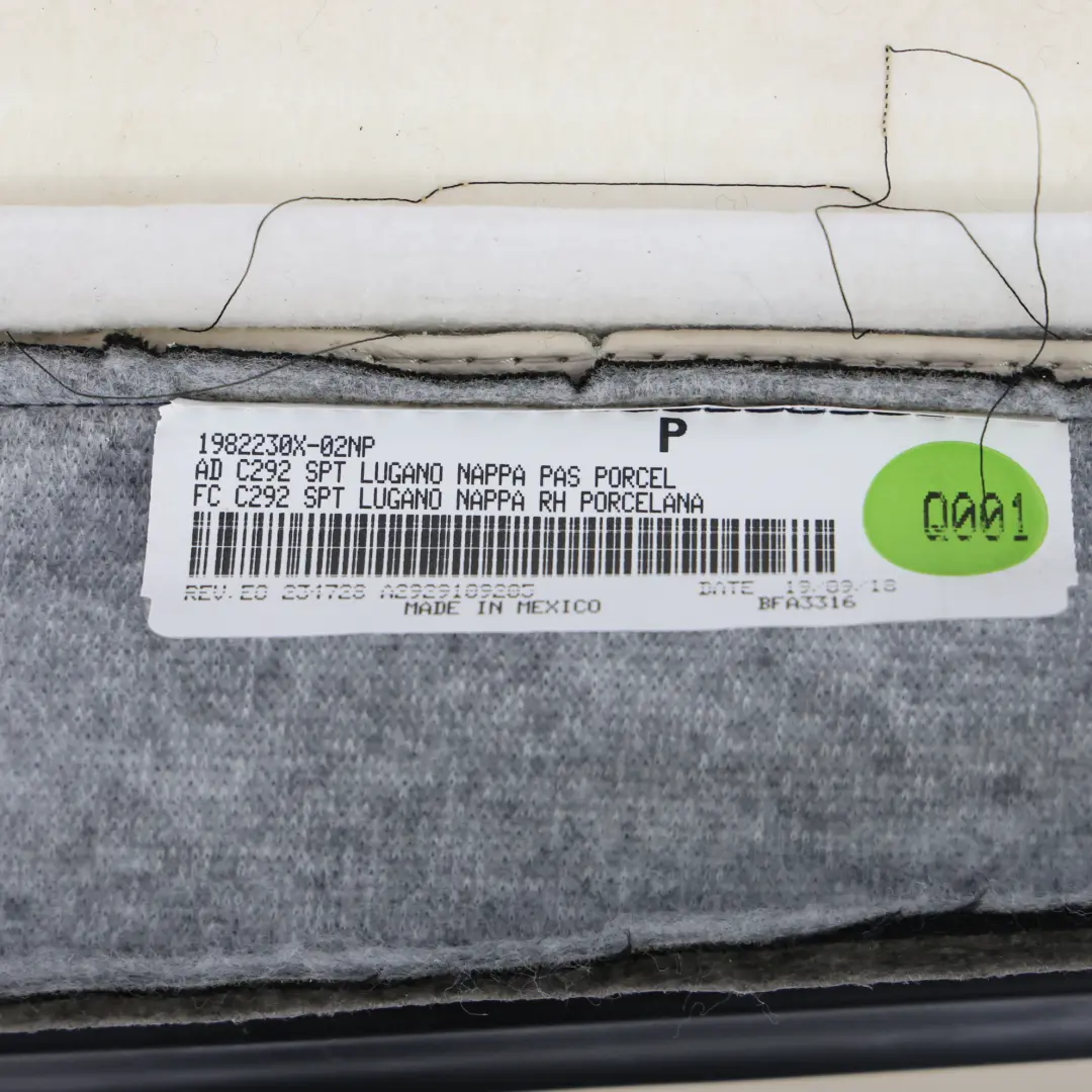 Coprisedile Anteriore Cuscino Destro Riscaldato Designo Porcellana per Mercedes C292 con numero di parte A2929109205 Mercedes C292 Coprisedile Anteriore Cuscino Destro Riscaldato Designo Porcellana - SKU A2929109205 - Numero di parte A2929109205