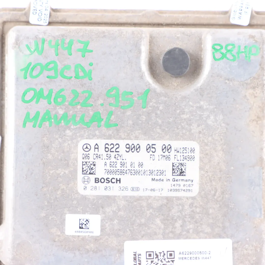 109CDI BE OM622.951 88HP Engine Module ECU Kit Manual to Mercedes W447 with Part number A6229000500 Mercedes W447 109CDI BE OM622.951 88HP Engine Module ECU Kit Manual - SKU A6229000500-2 - Part number A6229000500