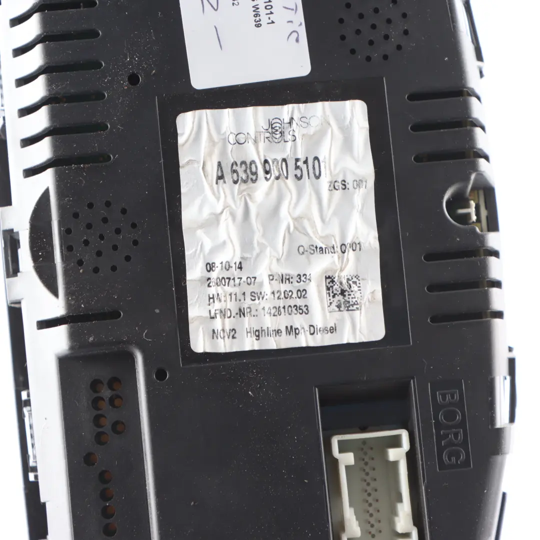 Instrument Cluster Speedometer MPH RPM Diesel Automatic to Mercedes W639 Vito with Part number A6399005101 Mercedes W639 Vito Instrument Cluster Speedometer MPH RPM Diesel Automatic - SKU A6399005101-1 - Part number A6399005101