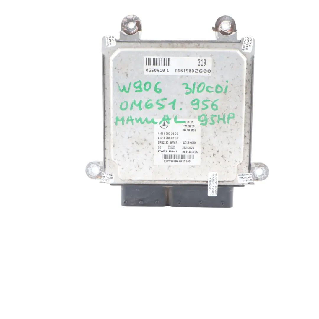 310CDI OM651.956 95HP Engine ECU Kit Key Lock Manual to Mercedes W906 with Part number A6519002600 Mercedes W906 310CDI OM651.956 95HP Engine ECU Kit Key Lock Manual - SKU A6519002600-5 - Part number A6519002600