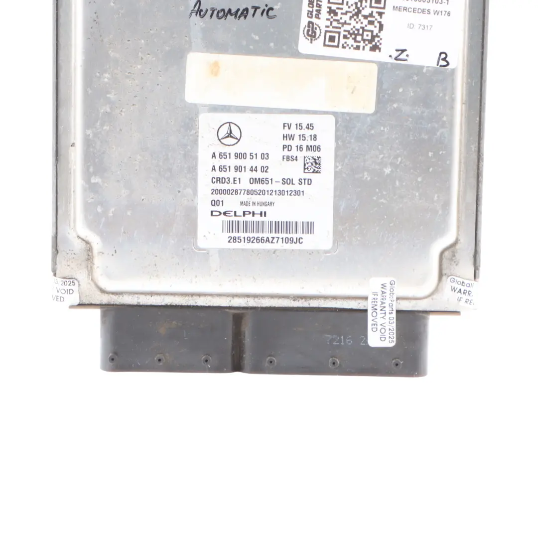 Mercedes GLA 220 X156 4matic 2.1L OM651.930 Engine Control Unit ECU - SKU A6519005103-1 - Part number A6519005103