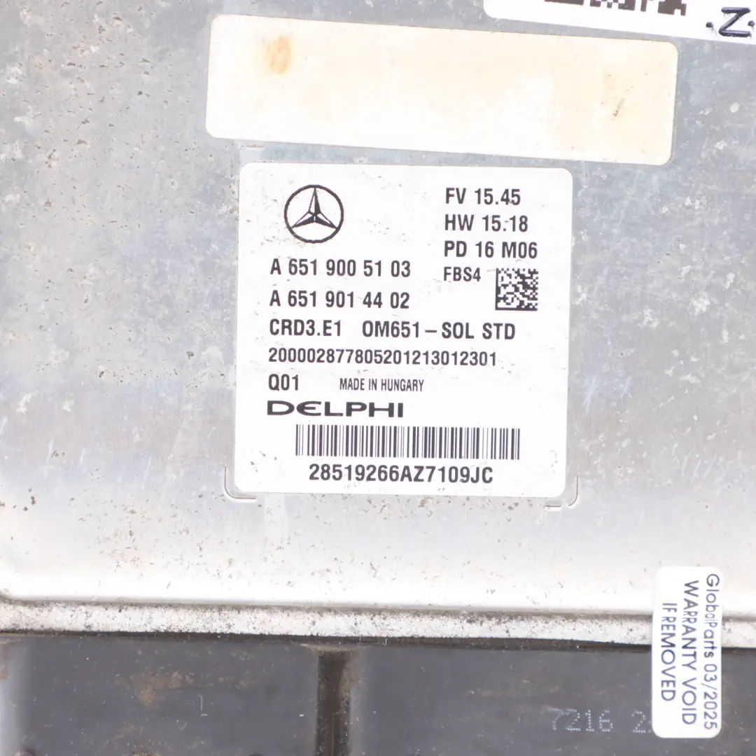 4matic 2.1L OM651.930 Engine Control Unit ECU to Mercedes GLA 220 X156 with Part number A6519005103 Mercedes GLA 220 X156 4matic 2.1L OM651.930 Engine Control Unit ECU - SKU A6519005103-1 - Part number A6519005103
