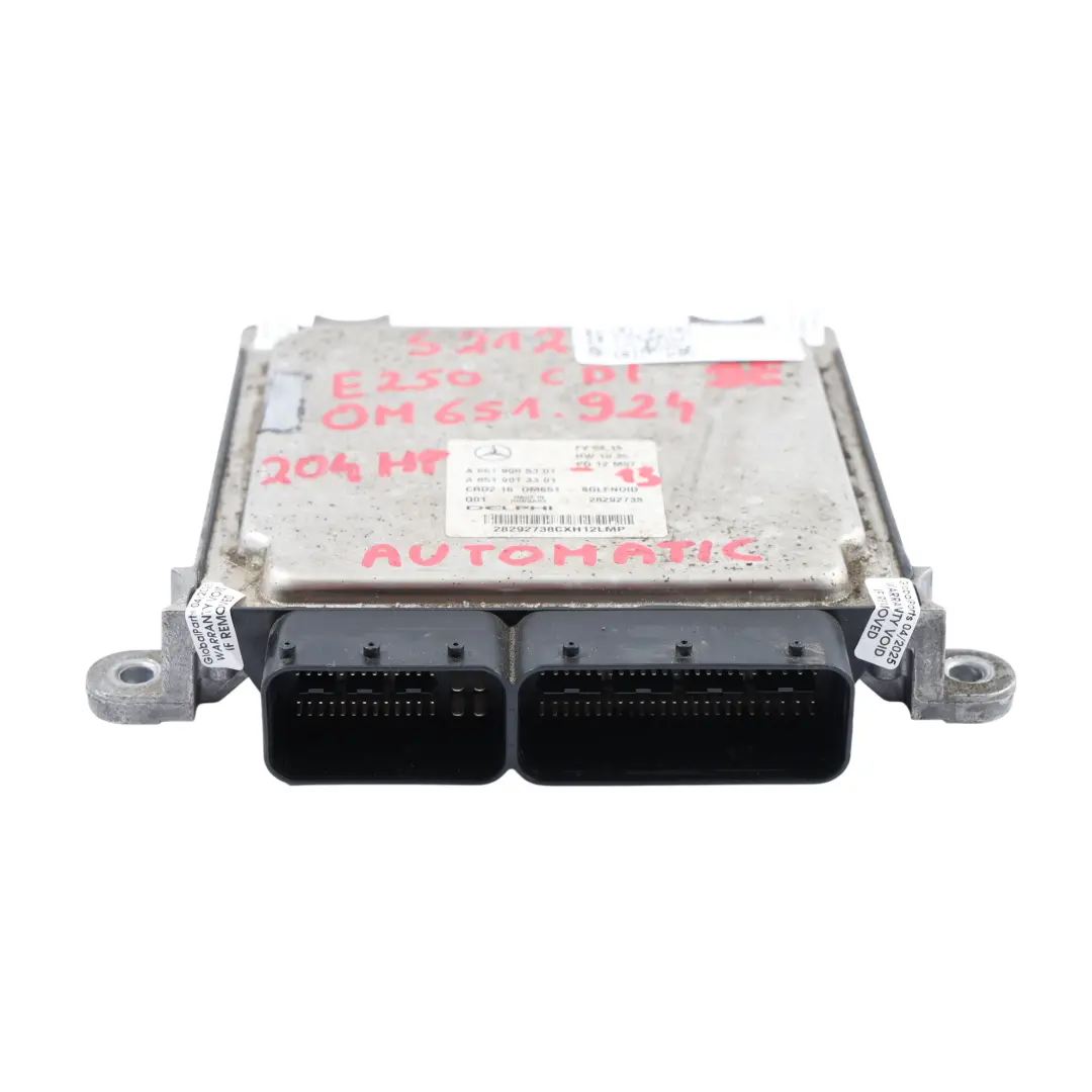 E250CDI BE OM651.924 204HP Engine Unit Module ECU Kit Mercedes S212 - SKU A6519005301-13 - Part number A6519005301
