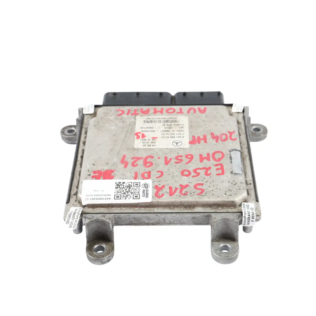 E250CDI BE OM651.924 204HP Engine Unit Module ECU Kit Mercedes S212 - SKU A6519005301-13 - Part number A6519005301