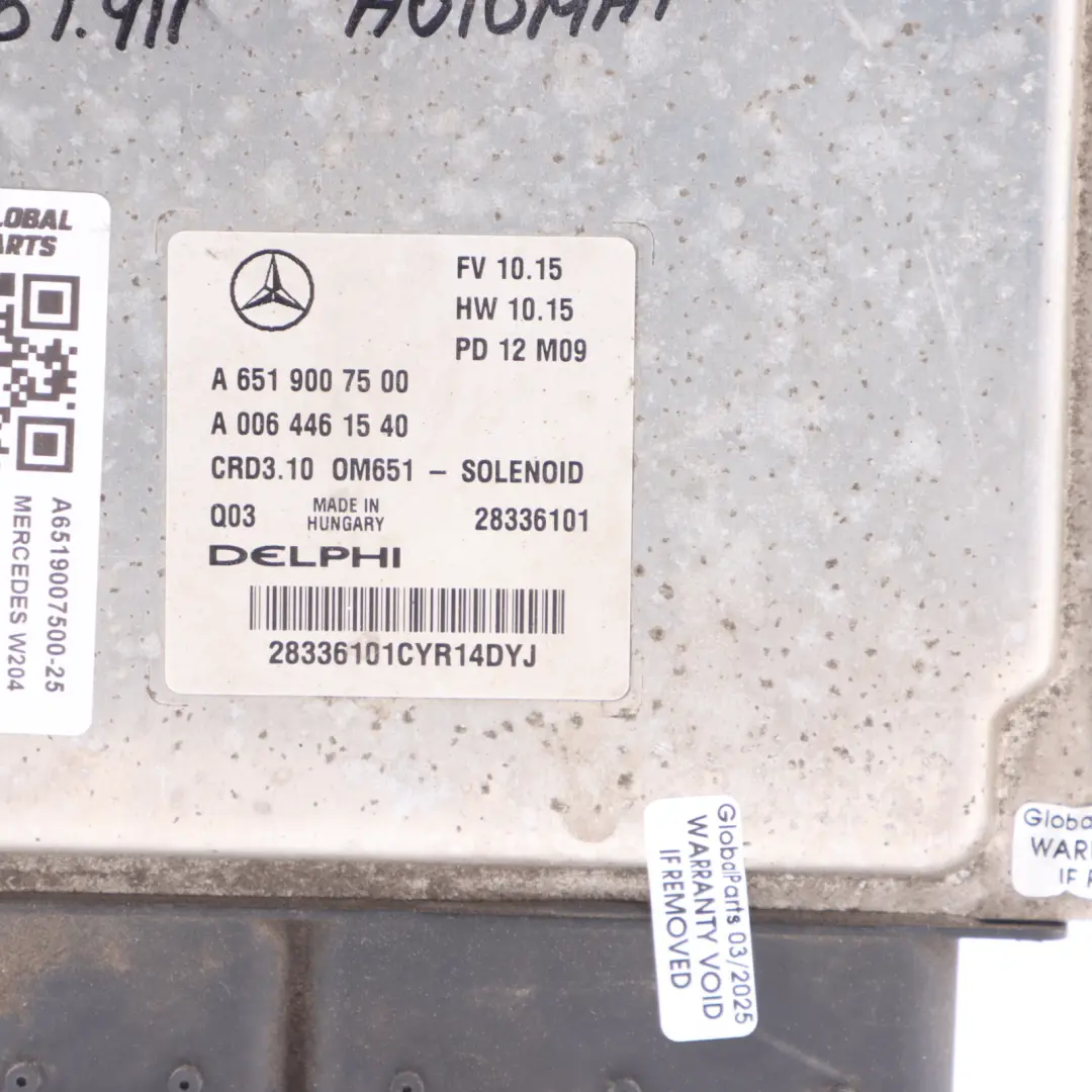 Mercedes W204 C250 CDI 651.911 204HP Engine Unit ECU Kit Automatic - SKU A6519007500-25 - Part number A6519007500