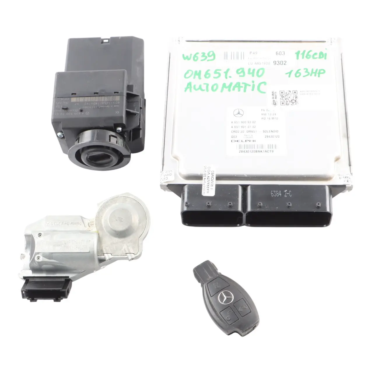 Mercedes W639 OM651.940 163HP 116 CDI Engine Unit ECU Kit A6519009302 Automatic