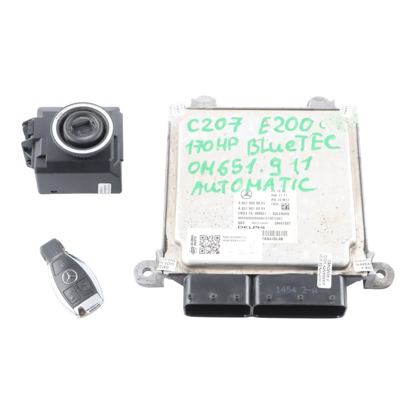 Mercedes C207 E220CDI BlueTec 170HP OM651.924 Engine Unit ECU Set A6519009901