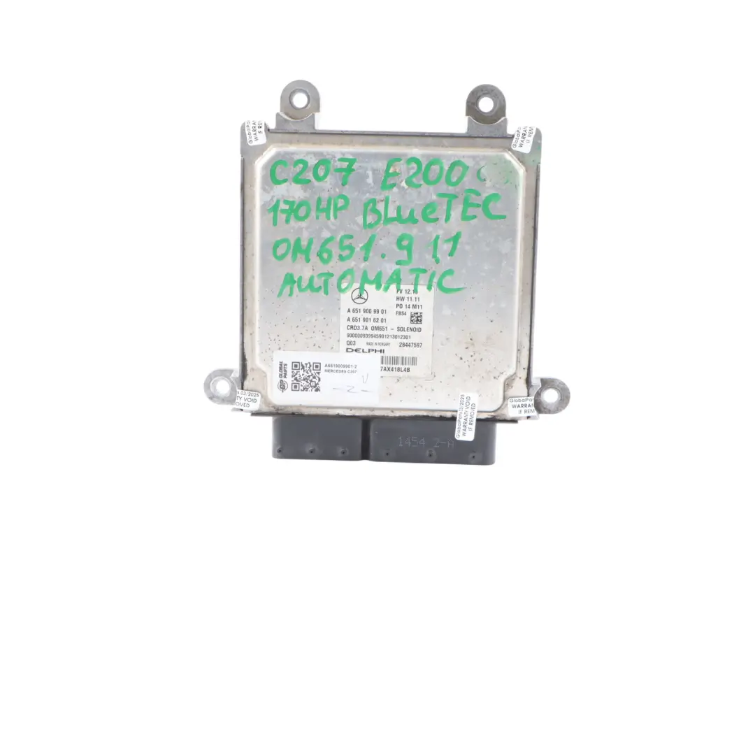 Mercedes C207 E220CDI BlueTec 170HP OM651.924 Engine Unit ECU Set - SKU A6519009901-2 - Part number A6519009901