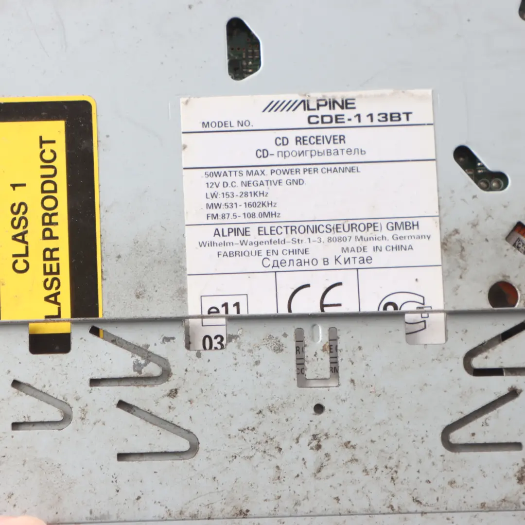 Genuine Alpine CD MP3 USB AUX Car Radio Stereo Audio Media Player to with Part number CDE-113BT Genuine Alpine CD MP3 USB AUX Car Radio Stereo Audio Media Player - SKU CDE-113BT - Part number CDE-113BT