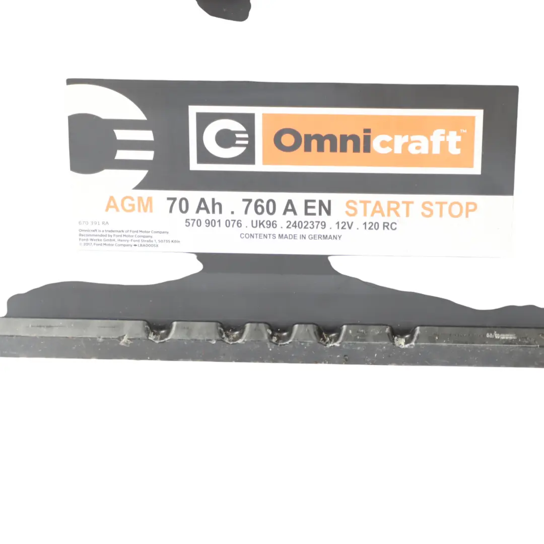  Omnicraft AGM Battery Accumulator Start Stop 70Ah 760A - SKU OMNICRAFT-AGM-70AH - Part number OMNICRAFT-AGM-70AH