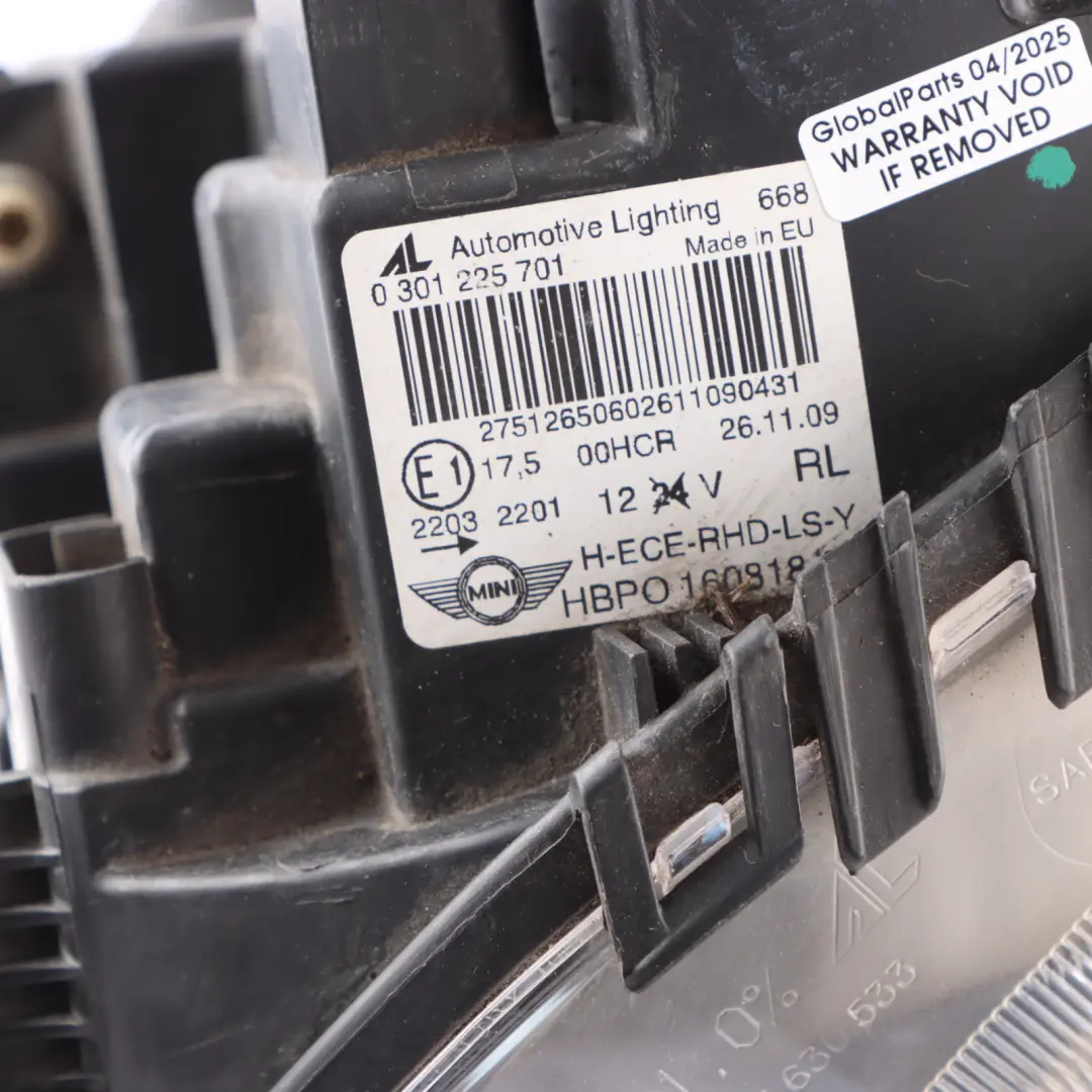 Headlight Lamp Front Left N/S Turn Indicator Yellow to Mini Cooper R55 R56 R57 R58 with Part number 2751265 Mini Cooper R55 R56 R57 R58 Headlight Lamp Front Left N/S Turn Indicator Yellow - SKU rhd-2751265-5 - Part number 2751265