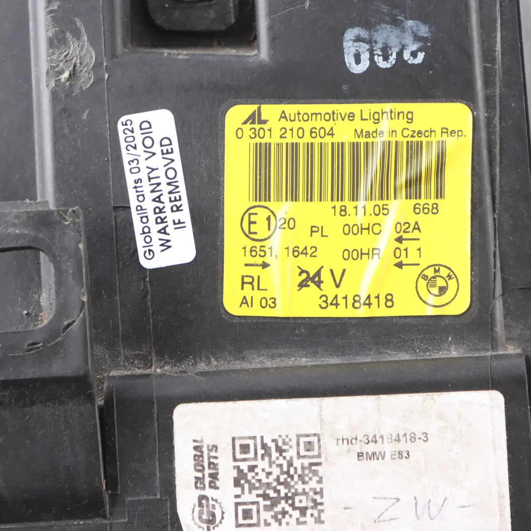 Driver Side Headlight Lamp White Right O/S to BMW X3 E83 with Part number 3418418 BMW X3 E83 Driver Side Headlight Lamp White Right O/S - SKU rhd-3418418-3 - Part number 3418418