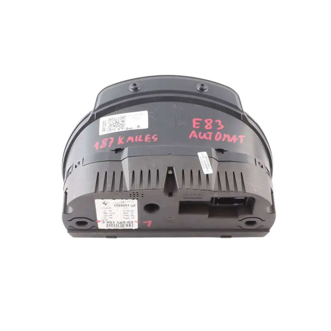 BMW X3 E83 Instrument Cluster Speedo Clocks Automatic - SKU RHD-3451585-1 - Part number 3451585