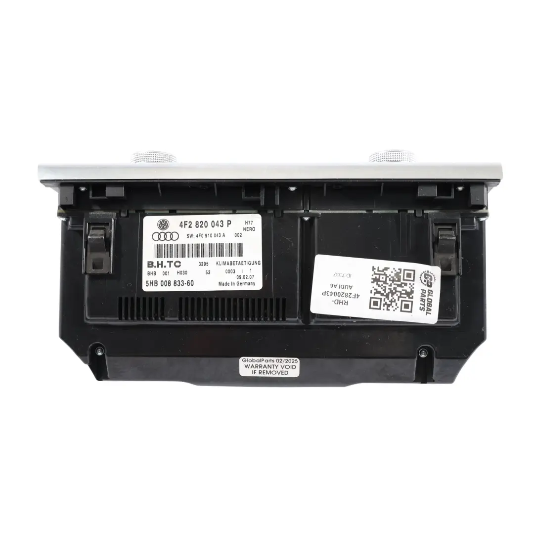 A/C Air Condition Heater Climate Control Unit Panel to Audi A6 C6 with Part number 4F2820043P Audi A6 C6 A/C Air Condition Heater Climate Control Unit Panel - SKU RHD-4F2820043P - Part number 4F2820043P