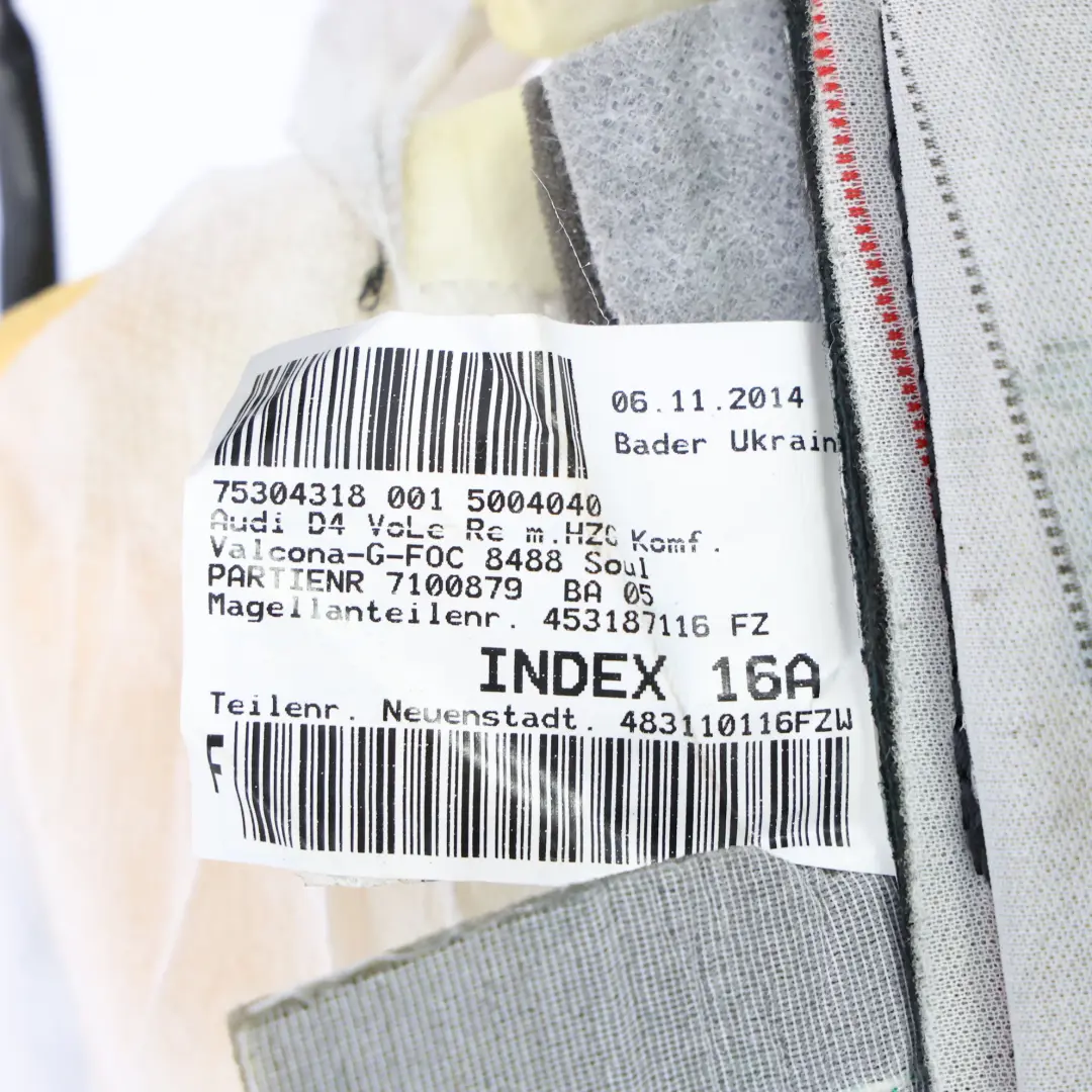 Backrest Front Right O/S Heated Memory Leather Valcona Black to Audi A8 D4 4H Seat with Part number 4H0881806C Audi A8 D4 4H Seat Backrest Front Right O/S Heated Memory Leather Valcona Black - SKU RHD-4H0881806C - Part number 4H0881806C