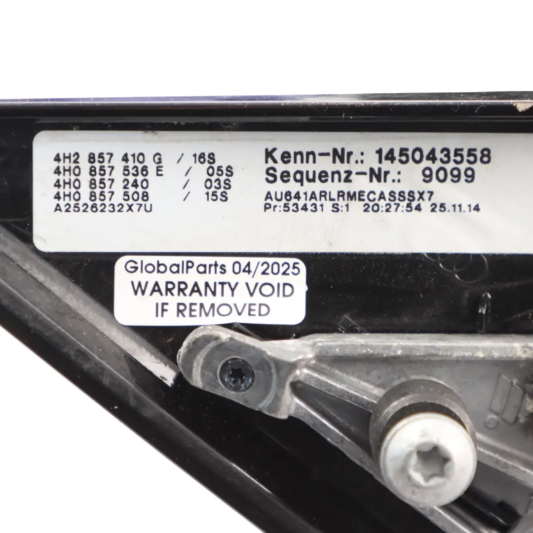 Door Wing Mirror Audi A8 D4 Memory Power Fold Right O/S Oolong Grey - X7U to with Part number 4H2857410H Door Wing Mirror Audi A8 D4 Memory Power Fold Right O/S Oolong Grey - X7U - SKU RHD-4H2857410H-OGR - Part number 4H2857410H