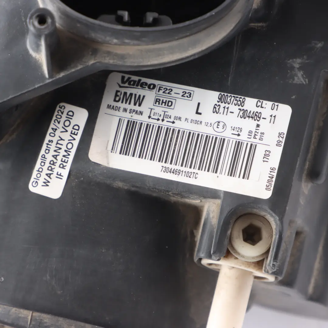 BMW F22 Front Light Headlight LED Bi Xenon Left N/S Passenger Side - SKU RHD-7388929 - Part number 7388929