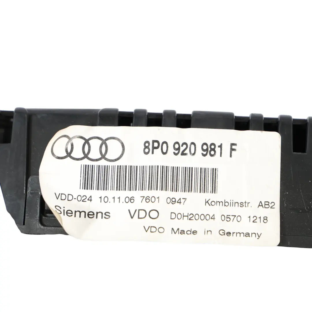 Audi A3 8P Instrument Cluster Diesel Speedo Clocks Meter Automatic - SKU RHD-8P0920981F - Part number 8P0920981F