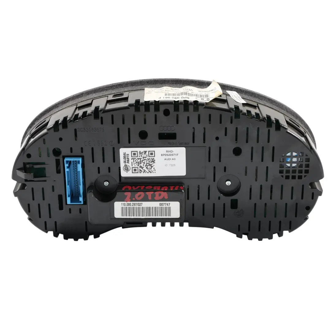 Instrument Cluster Diesel Speedo Clocks Meter Automatic to Audi A3 8P with Part number 8P0920981F Audi A3 8P Instrument Cluster Diesel Speedo Clocks Meter Automatic - SKU RHD-8P0920981F - Part number 8P0920981F
