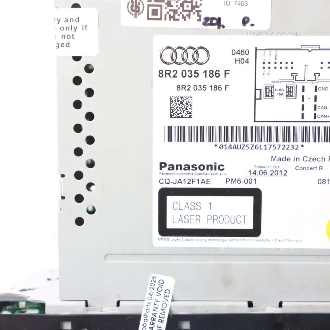 Audi A4 B8 Radio Stereo CD Player Reader Head Unit MMI Multimedia - SKU RHD-8R2035186F-1 - Part number 8R2035186F