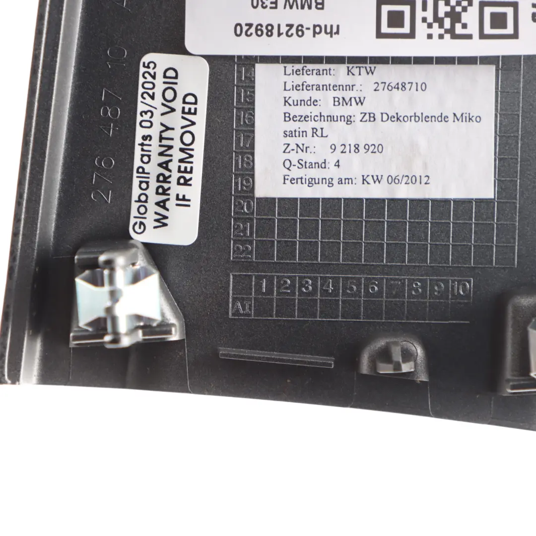 Interior Decor Trim Strip Cover Dash Panel Satinsilver to BMW F30 F31 with Part number 9218920 BMW F30 F31 Interior Decor Trim Strip Cover Dash Panel Satinsilver - SKU rhd-9218920 - Part number 9218920