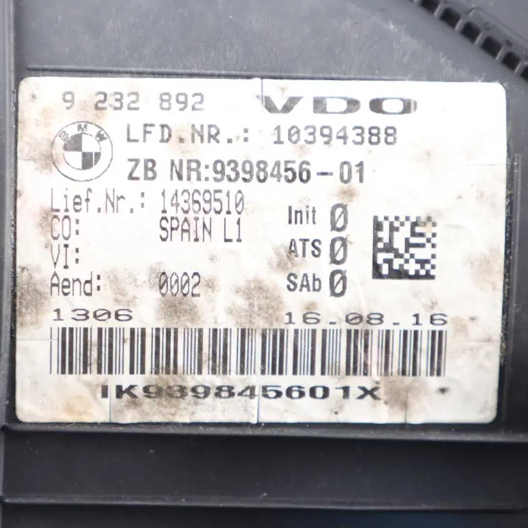 Instrument Cluster BMW F20 F21 F23 Diesel Speedo Clocks Meter Automatic to with Part number 9232892 Instrument Cluster BMW F20 F21 F23 Diesel Speedo Clocks Meter Automatic - SKU rhd-9232892 - Part number 9232892