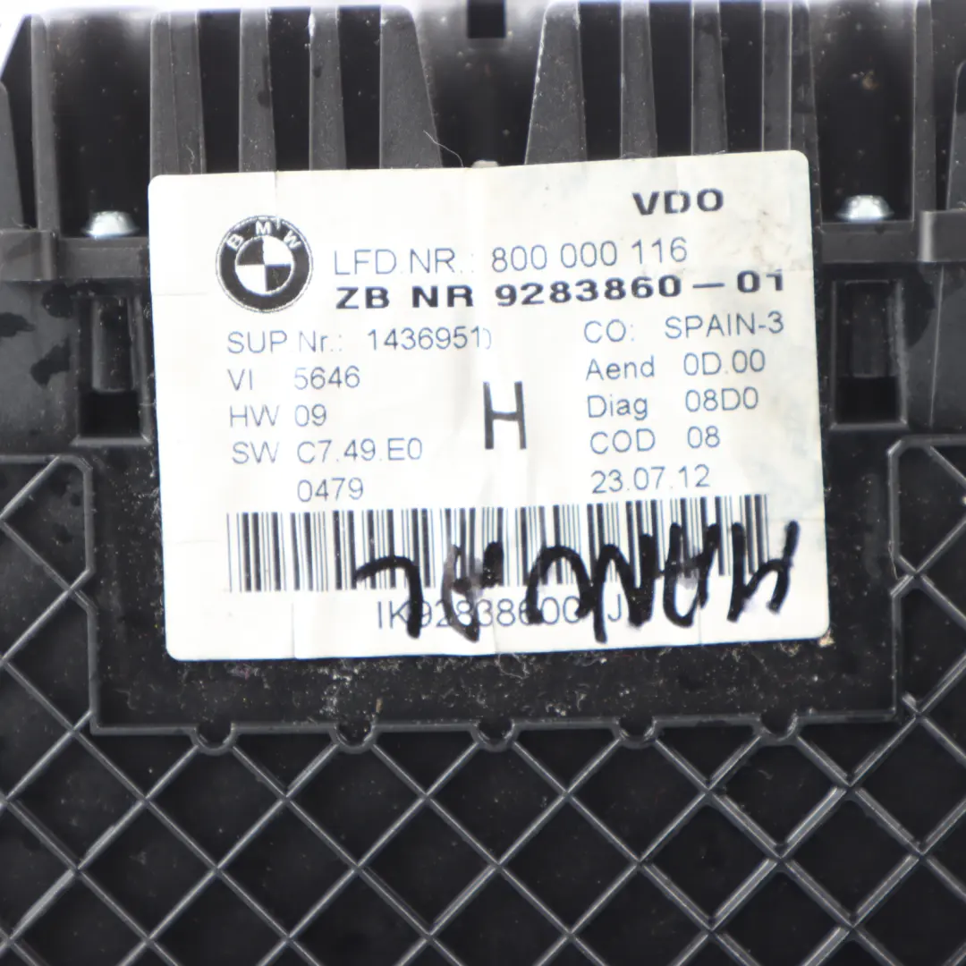 Instrument Cluster Clocks Speedo Meter Manual to BMW Z4 E89 Petrol with Part number 9283860 BMW Z4 E89 Petrol Instrument Cluster Clocks Speedo Meter Manual - SKU RHD-9283860 - Part number 9283860