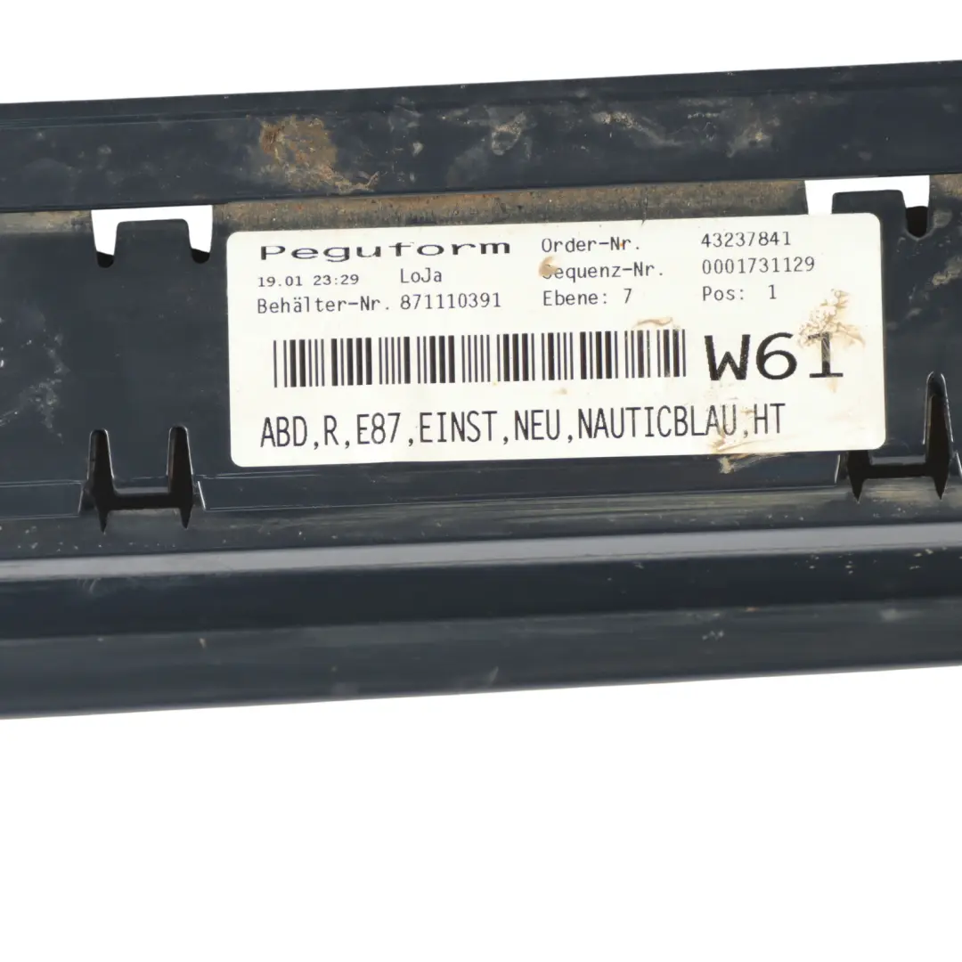 BMW E87 Sill Strip Side Skirt Trim Covering Right O/S Nautikblau Blue - A21 - SKU 0032948-NB - Part number 0032948