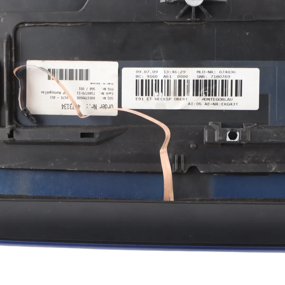 Spoiler Trunk Lid Tailgate Boot Montegoblau Metallic - A51 to BMW E91 Touring Rear with Part number 0033470 BMW E91 Touring Rear Spoiler Trunk Lid Tailgate Boot Montegoblau Metallic - A51 - SKU 0033470-MTB - Part number 0033470