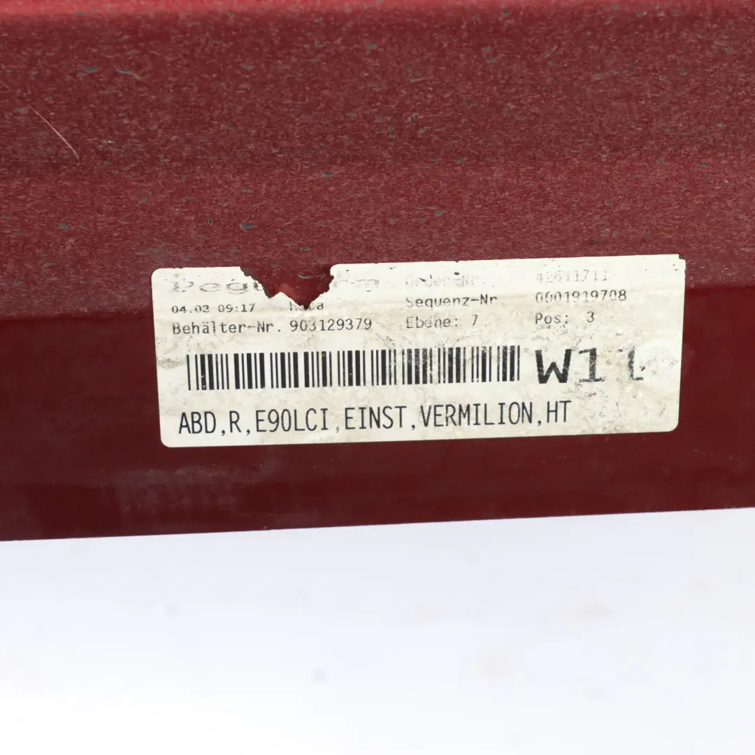 Side Skirt BMW E90 E91 LCI Sill Strip Right O/S Vermilionrot Red Metallic - A82 to with Part number 0037060 Side Skirt BMW E90 E91 LCI Sill Strip Right O/S Vermilionrot Red Metallic - A82 - SKU 0037060-VER - Part number 0037060
