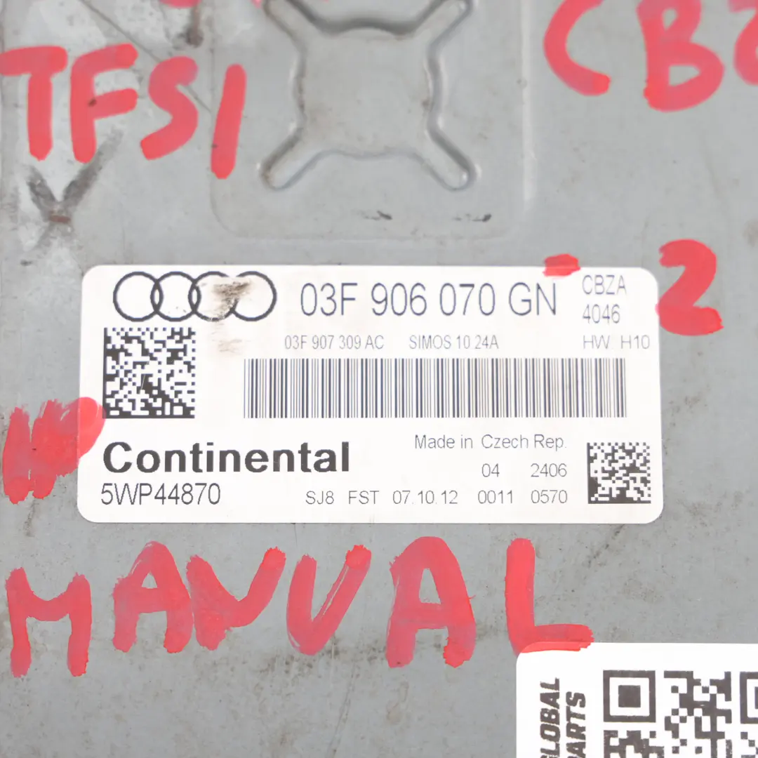 CBZA 86HP Kit Contrôle Moteur Manuel pour Audi A1 8X 1.2 TFSI à propos du numéro de pièce 03F906070GN Audi A1 8X 1.2 TFSI CBZA 86HP Kit Contrôle Moteur Manuel - SKU 03F906070GN-2 - Numéro de pièce 03F906070GN