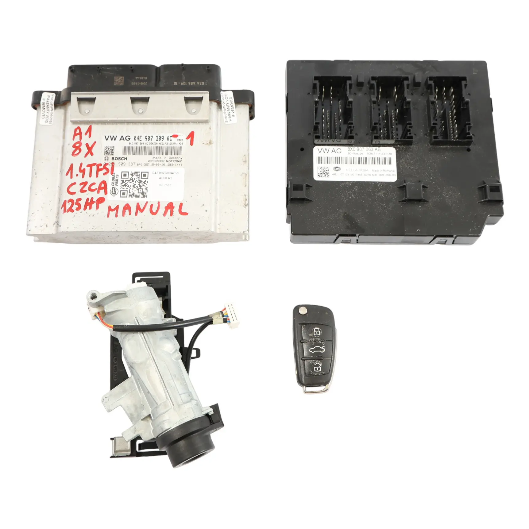 Audi A1 8X 1.4 TFSI CZCA 125HP Motor Kit ECU BCM Bloqueo + Llave 04E907309AC