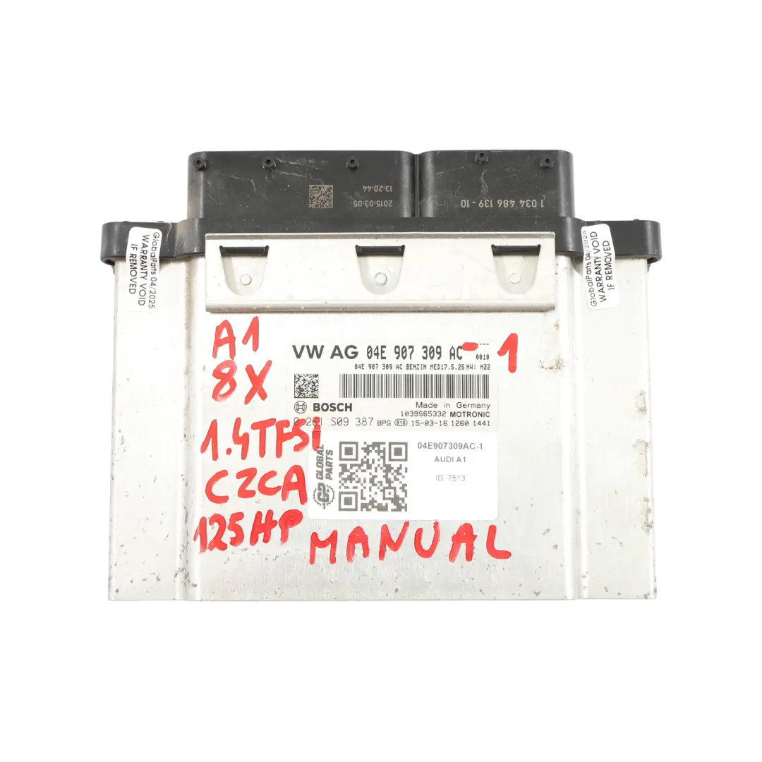 CZCA 125HP Motor ECU Kit BCM Schloss + Schlüssel für Audi A1 8X 1.4 TFSI mit Teilenummer 04E907309AC Audi A1 8X 1.4 TFSI CZCA 125HP Motor ECU Kit BCM Schloss + Schlüssel - SKU 04E907309AC-1 - Teilenummer 04E907309AC