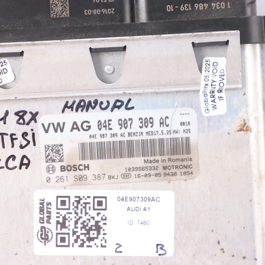 CZCA 125HP Engine ECU Kit Lock + Key Manual to Audi A1 8X 1.4 TFSI with Part number 04E907309AC Audi A1 8X 1.4 TFSI CZCA 125HP Engine ECU Kit Lock + Key Manual - SKU 04E907309AC - Part number 04E907309AC