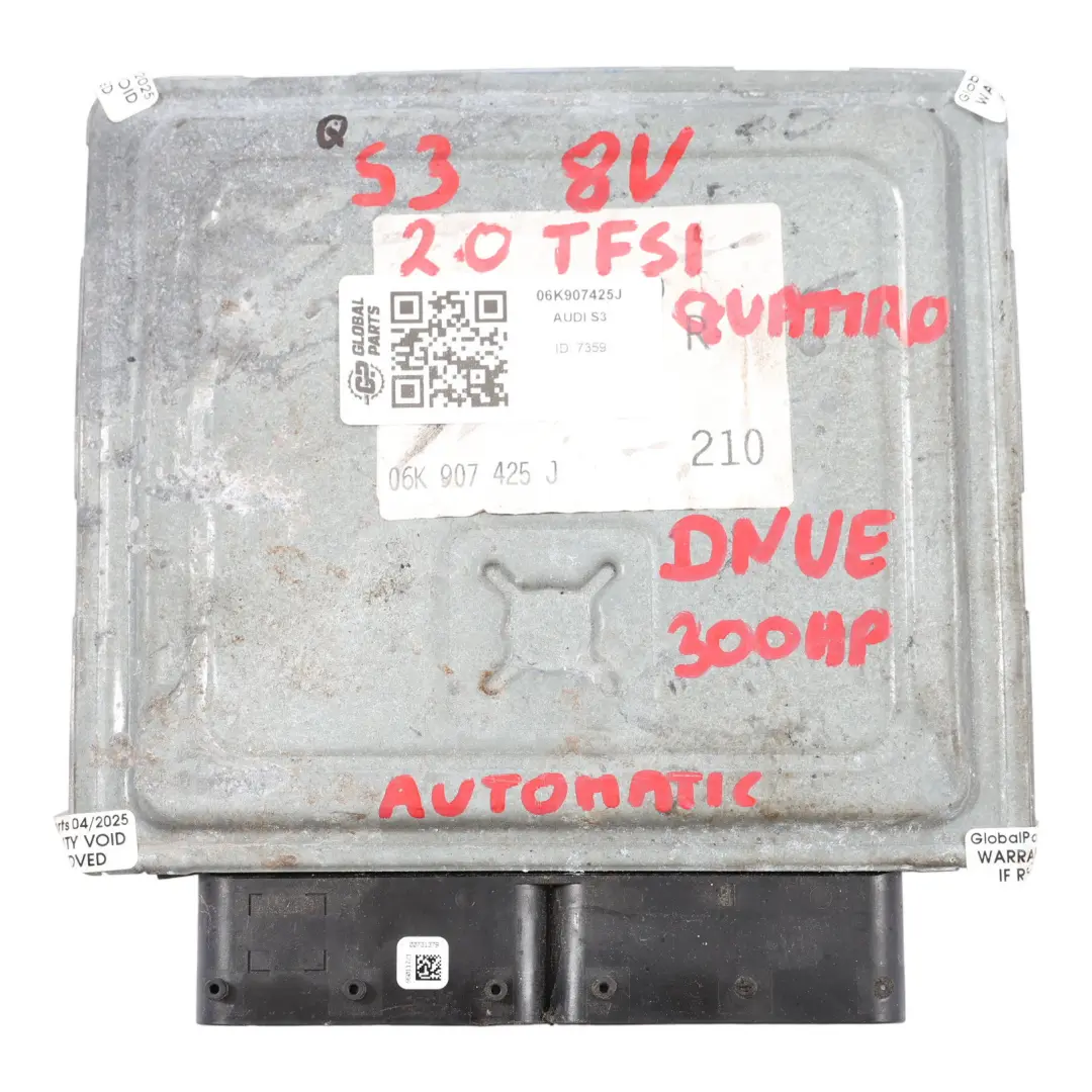 300HP DNUE Quattro Modulo Motore ECU Automatico per Audi S3 8V 2.0 TFSI con numero di parte 06K907425J Audi S3 8V 2.0 TFSI 300HP DNUE Quattro Modulo Motore ECU Automatico - SKU 06K907425J - Numero di parte 06K907425J