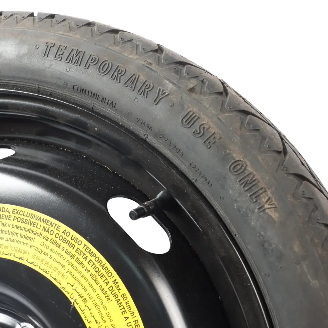 Spare Wheel Steel R18 3,5J Tyre 125/70 to VW Volkswagen Golf VI Compact with Part number 1K0601027AP VW Volkswagen Golf VI Compact Spare Wheel Steel R18 3,5J Tyre 125/70 - SKU 1K0601027AP-1 - Part number 1K0601027AP