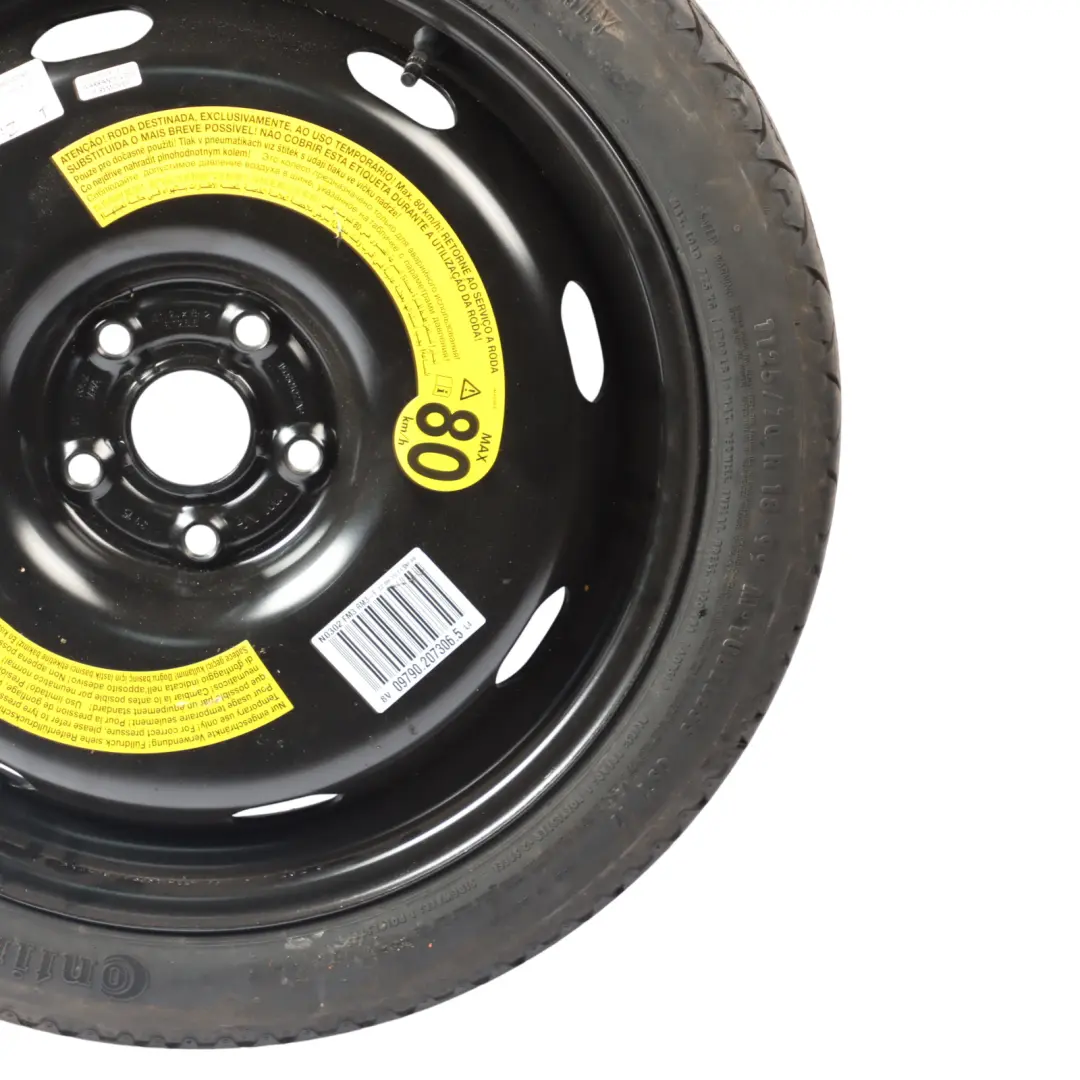 Roue Secours Compacte Acier R18 3,5J Pneu 125/70 pour Volkswagen Golf VI à propos du numéro de pièce 1K0601027AP Volkswagen Golf VI Roue Secours Compacte Acier R18 3,5J Pneu 125/70 - SKU 1K0601027AP-1 - Numéro de pièce 1K0601027AP