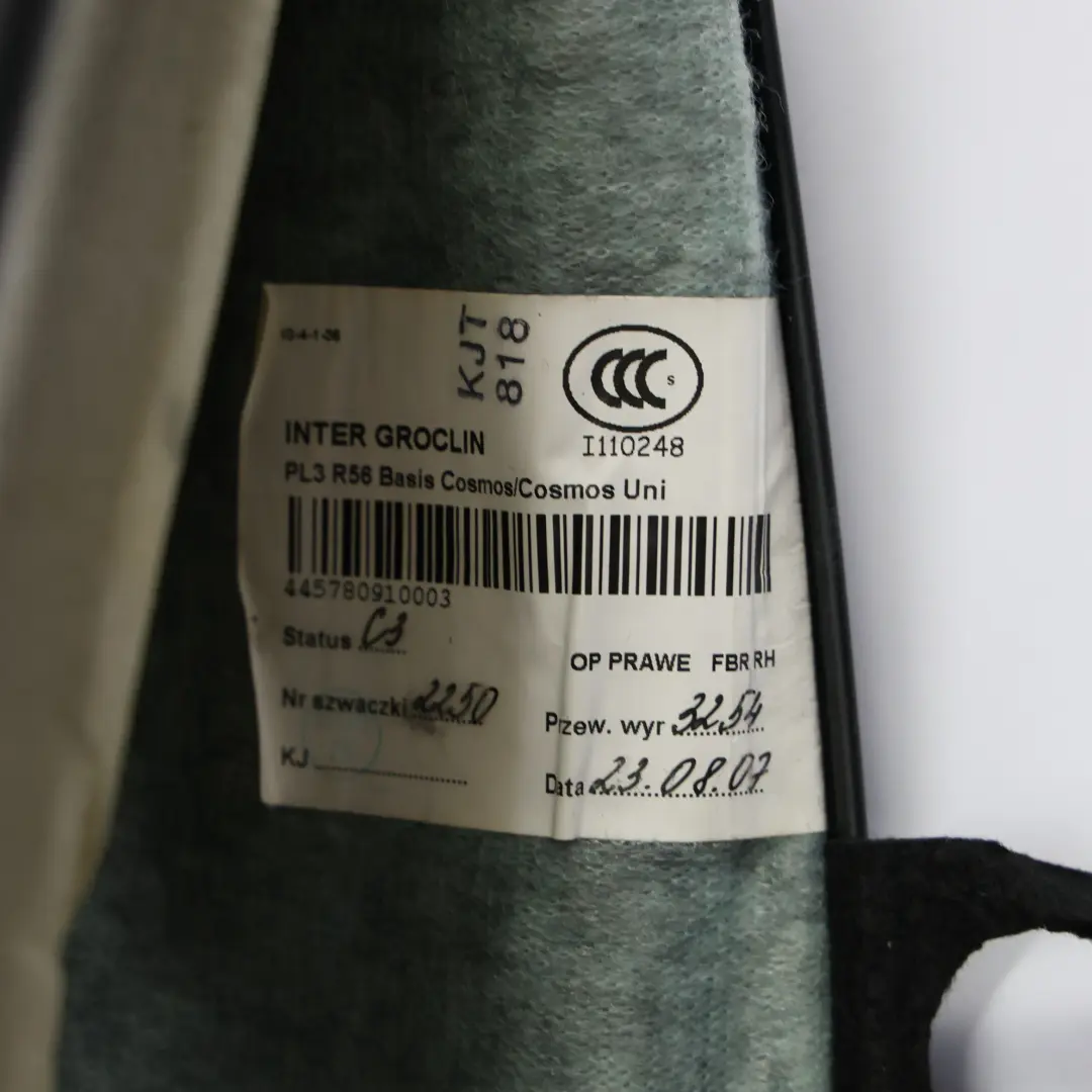 Base Del Sedile Anteriore Destro In Tessuto Carbon Black per Mini Cooper One R55 R56 con numero di parte 2753432 Mini Cooper One R55 R56 Base Del Sedile Anteriore Destro In Tessuto Carbon Black - SKU 2753432-4 - Numero di parte 2753432