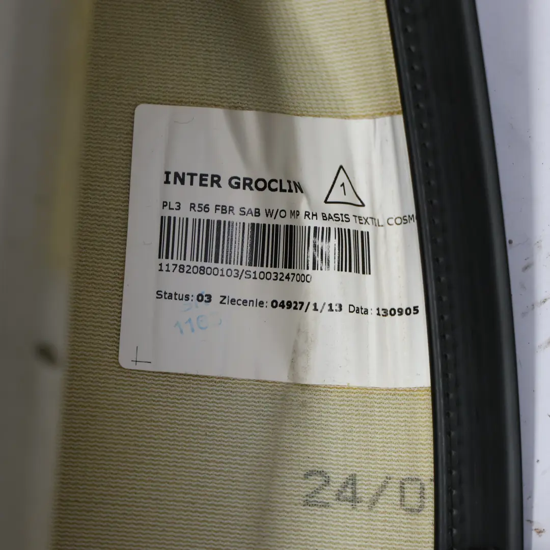 Mini R55 R56 R57 Oparcie Fotela Prawy Przód Materiał Czarny - SKU 2753450-1 - Numer Części 2753450