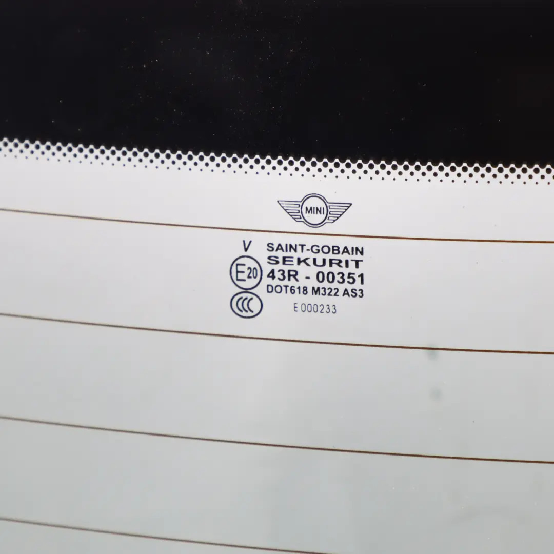Window Tailgate Boot Trunk Lid Glass Glazing AS3 Tinted to Mini R58 Coupe Rear with Part number 2759502 Mini R58 Coupe Rear Window Tailgate Boot Trunk Lid Glass Glazing AS3 Tinted - SKU 2759502 - Part number 2759502