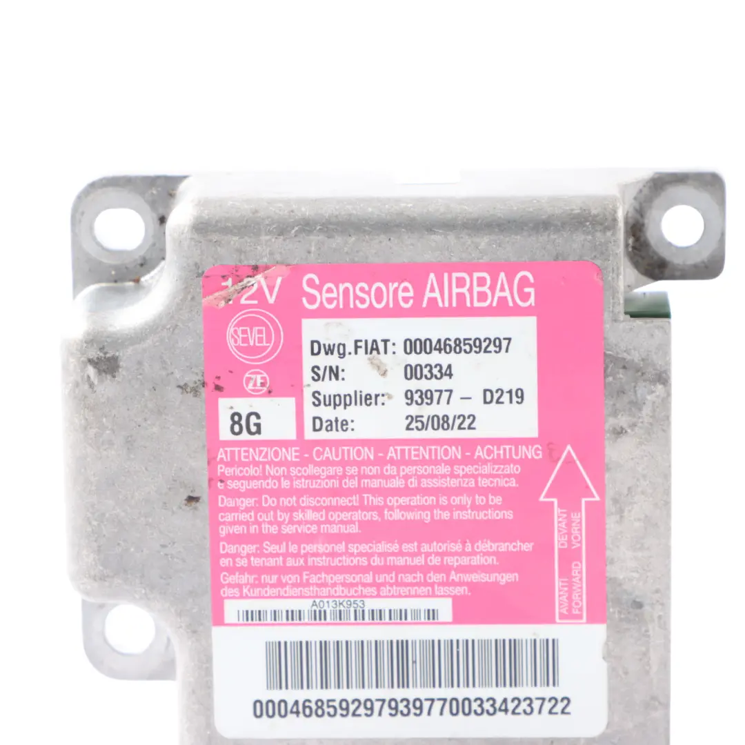 Citroen Relay III Moduł Sensor Poduszek Powietrznych 12V do o numerze 46859297 Citroen Relay III Moduł Sensor Poduszek Powietrznych 12V - SKU 46859297 - Numer Części 46859297