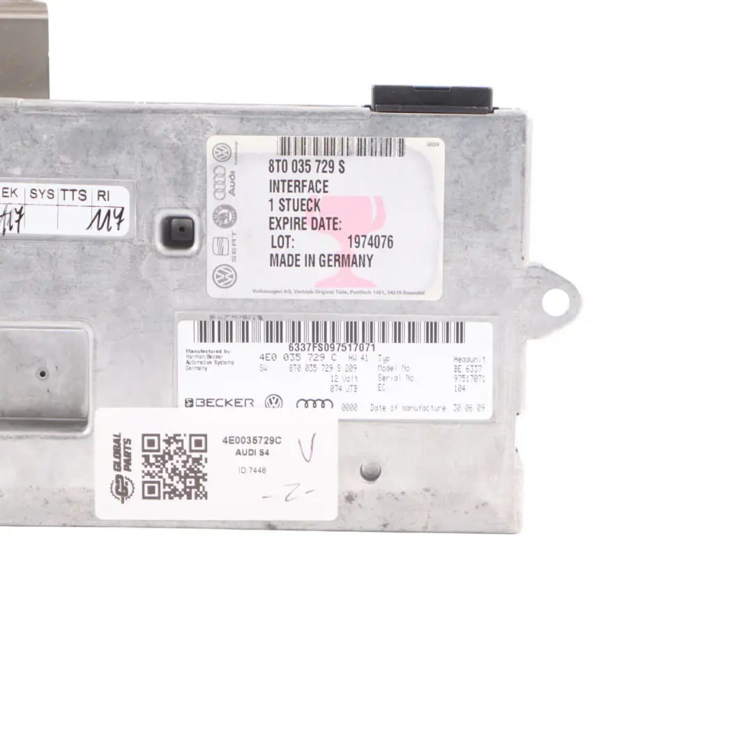 Bluetooth Interface MMI Multimedia Control Module ECU Unit to Audi S4 B8 with Part number 4E0035729C Audi S4 B8 Bluetooth Interface MMI Multimedia Control Module ECU Unit - SKU 4E0035729C - Part number 4E0035729C