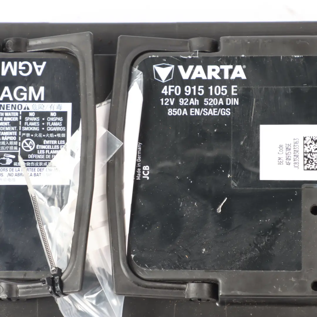 Varta Car Battery Accumulator AGM 92Ah 850A to Audi Volkswagen with Part number 4F0915105E Audi Volkswagen Varta Car Battery Accumulator AGM 92Ah 850A - SKU 4F0915105E - Part number 4F0915105E