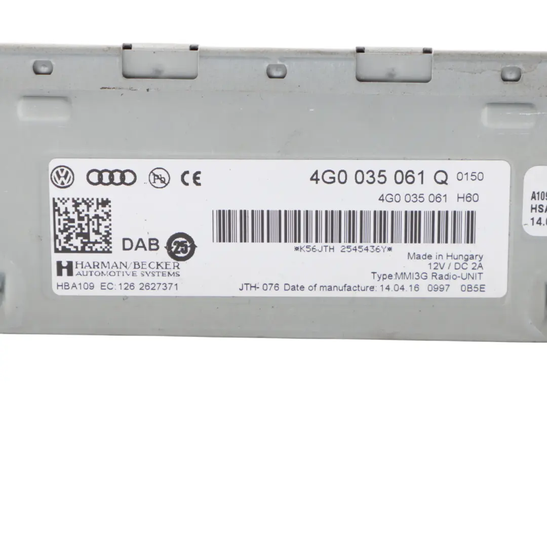 Unidad Principal Unidad Control Radio Multimedia para Audi A5 8T Q5 8R con número de pieza 4G0035061Q Audi A5 8T Q5 8R Unidad Principal Unidad Control Radio Multimedia - SKU 4G0035061Q-1 - Número de pieza 4G0035061Q
