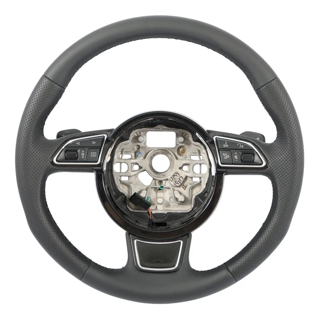 NEU Schwarzes Leder Lenkrad Schaltwippen für Audi A8 D4 mit Teilenummer 4H0419091AE Audi A8 D4 NEU Schwarzes Leder Lenkrad Schaltwippen - SKU 4H0419091AE-1 - Teilenummer 4H0419091AE