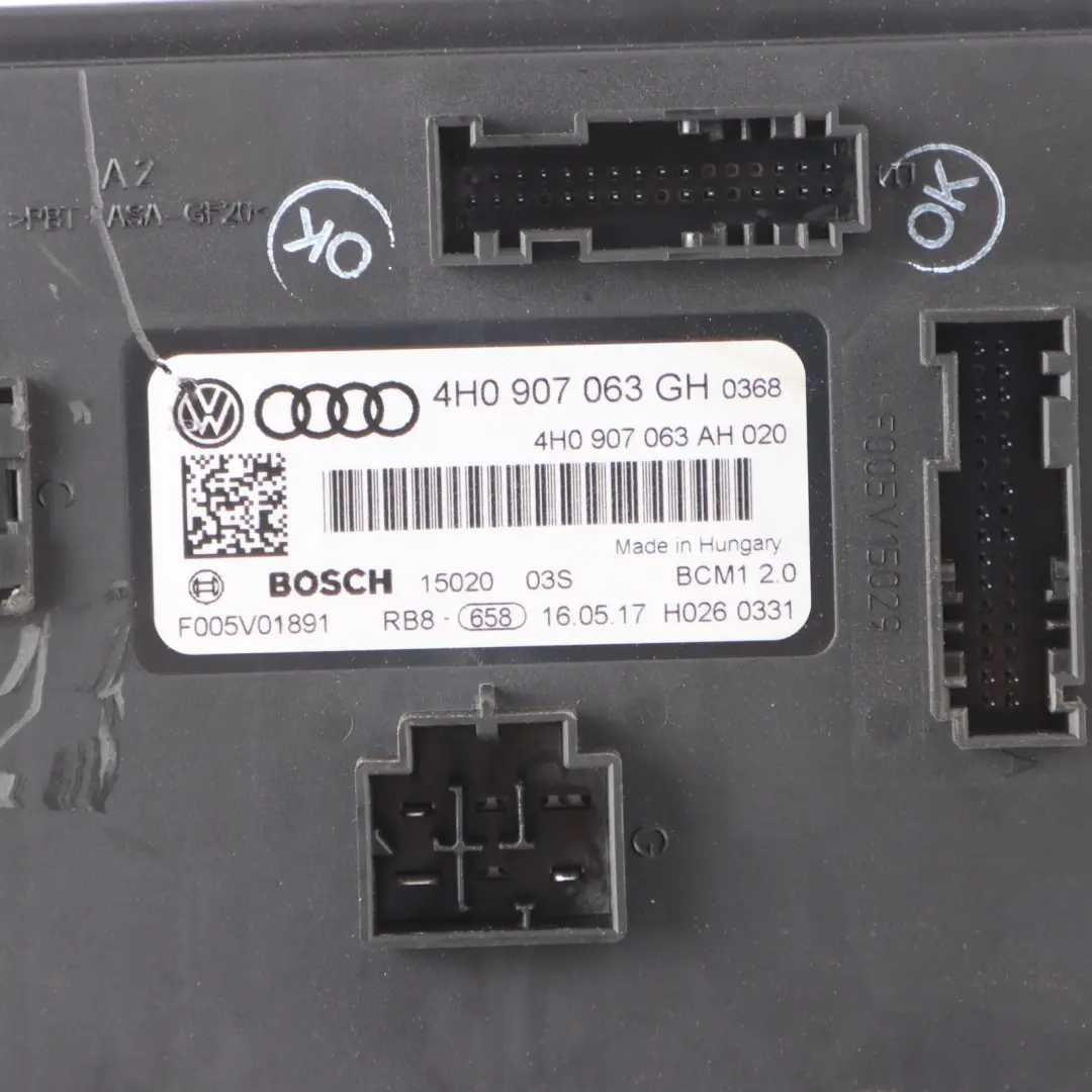 Audi A6 C7 Module Commande Carrosserie BCM Commande Électronique ECU - SKU 4H0907063GH - Numéro de pièce 4H0907063GH