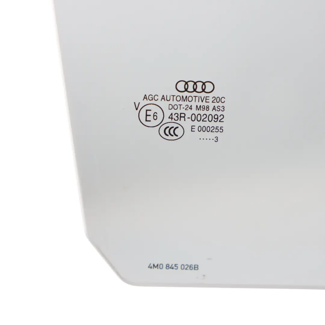 4M Door Side Window Rear Right O/S Glass Tinted AS3 to Audi Q7 with Part number 4M0845026B Audi Q7 4M Door Side Window Rear Right O/S Glass Tinted AS3 - SKU 4M0845026B - Part number 4M0845026B