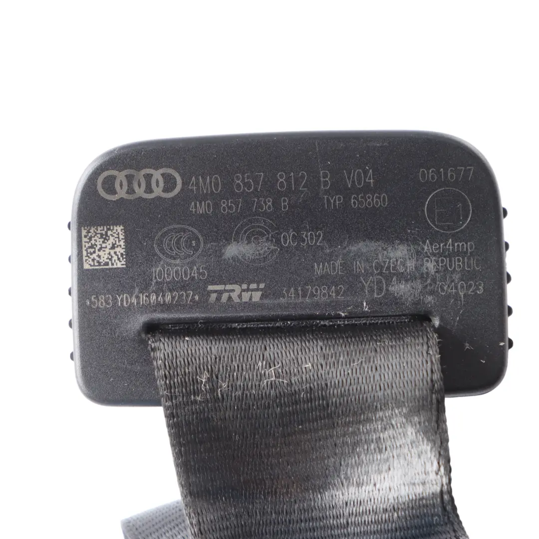 Audi Q7 4M Rear 3rd Row Seat Bench Seatbelt Right Black O/S - SKU 4M0857812B - Part number 4M0857812B