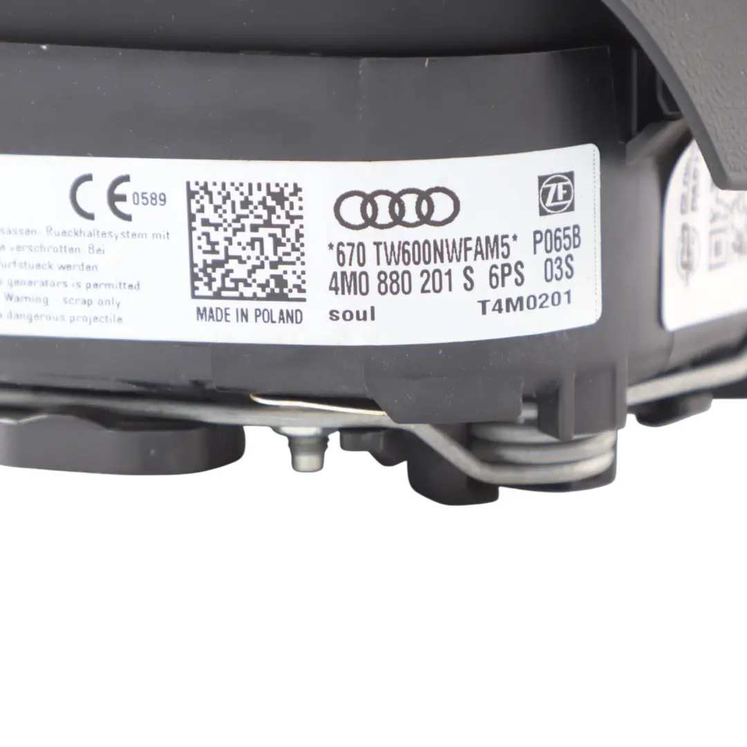 4M Steering Wheel Air Module Unit Driver Side Soul DAMAGED to Audi Q7 with Part number 4M0880201S Audi Q7 4M Steering Wheel Air Module Unit Driver Side Soul DAMAGED - SKU 4M0880201S-1 - Part number 4M0880201S