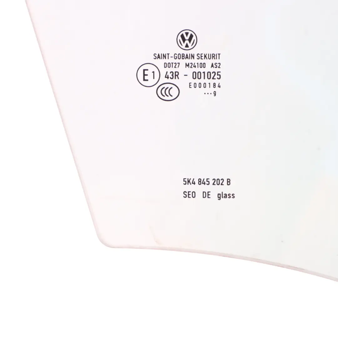 Volkswagen Golf 6 Przednie Prawe Drzwi Okno Zielone Szkło AS2 - SKU 5K4845202B - Numer Części 5K4845202B